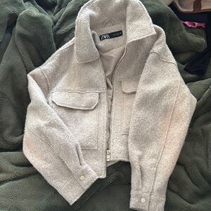 Zara Gray Teddy Jacket Plush Winter Essential